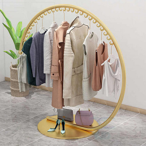 Hot selling in factories European Style Simple Bedroom Iron Art Round Floor Display Rack Coat And Hat Rack