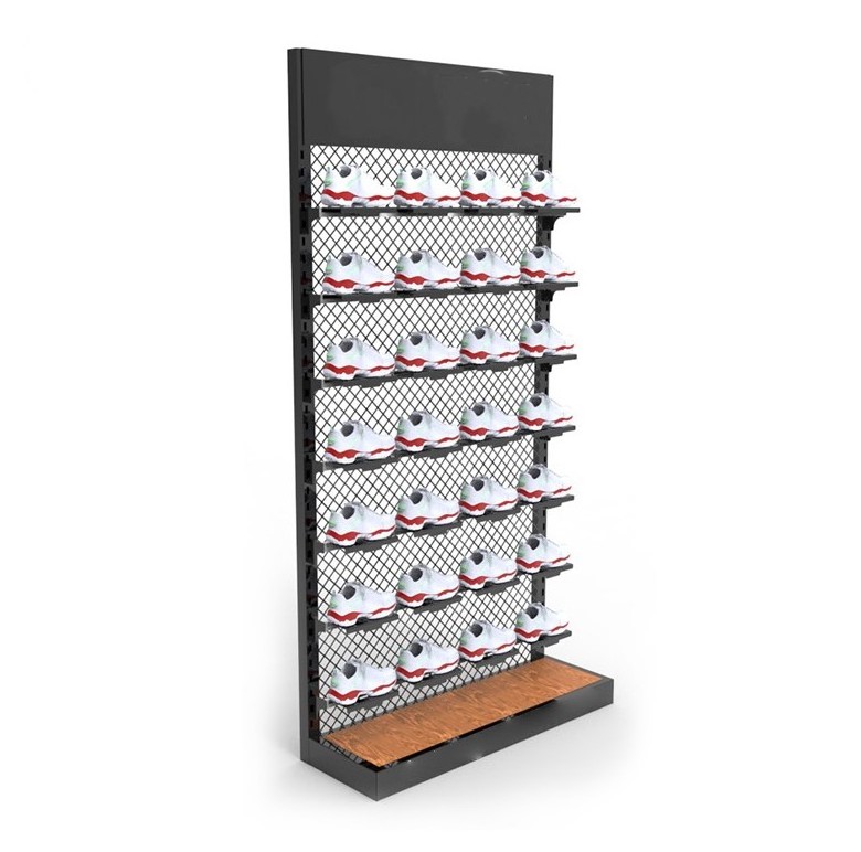 Factory Hot Selling Metal Floor Standing Sport Sneaker Display Rack Shoes Shelf For Shopping Mall Retail Store