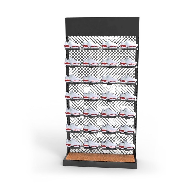 Factory Hot Selling Metal Floor Standing Sport Sneaker Display Rack Shoes Shelf For Shopping Mall Retail Store