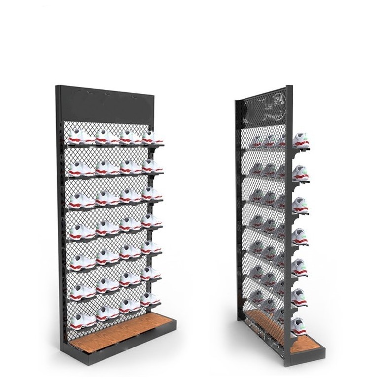 Factory Hot Selling Metal Floor Standing Sport Sneaker Display Rack Shoes Shelf For Shopping Mall Retail Store