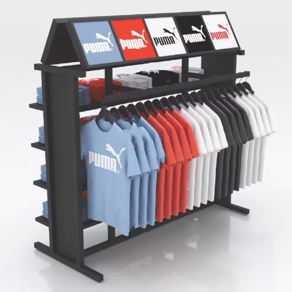 Factory Popular Metal Multi-layer Garment Display&Storage Rack for Clothes Shop T-shirt Display