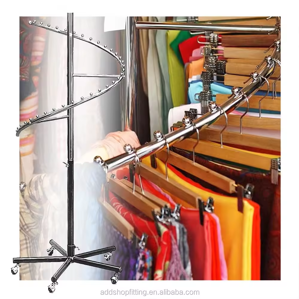 2024 Hot Multi-application Spiral Clothing Rack Display Stand Hair Extension Holder for Stores Barber Shop Display