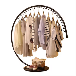 Modern floor-standing gold C shape children clothes hanger Round metal hanging women clothing display rack