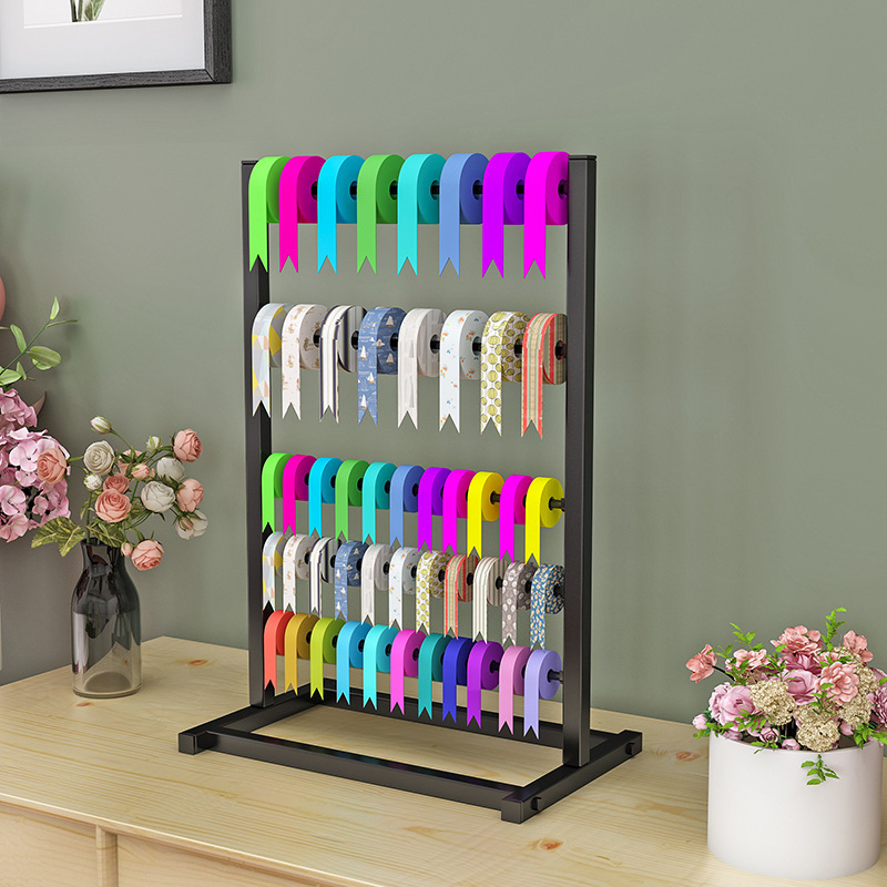 Factory Price Ribbon Holder Countertop 5 Tier Ribbons Display Stand For Flower Shop Cake Shop Desktop Storage Rack