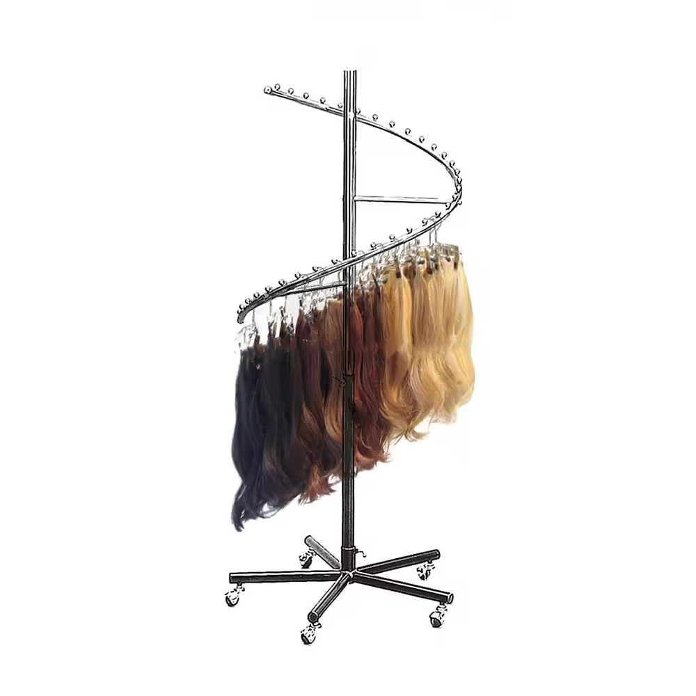 2024 Hot Multi-application Spiral Clothing Rack Display Stand Hair Extension Holder for Stores Barber Shop Display