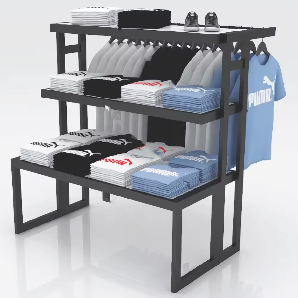 Factory Popular Metal Multi-layer Garment Display&Storage Rack for Clothes Shop T-shirt Display