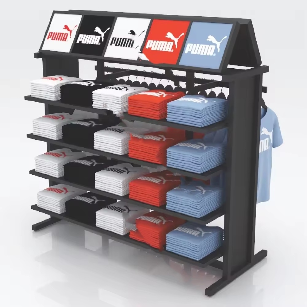 Factory Popular Metal Multi-layer Garment Display&Storage Rack for Clothes Shop T-shirt Display