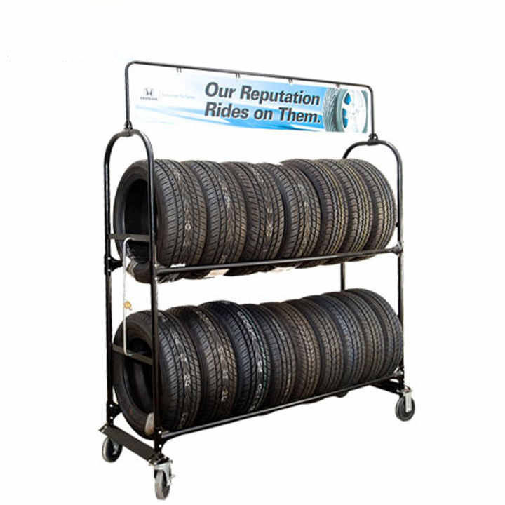 Factory customized retail store metal steel wheel display floor standing auto tyres display stand