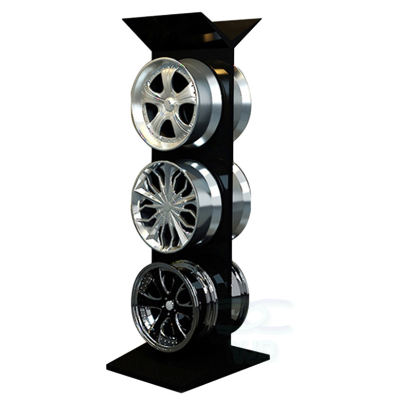 Factory Customized Car Wheel Tire Storage Rack Holder Hanging Car Wheel Hub Rim Sample Metal Display Rack