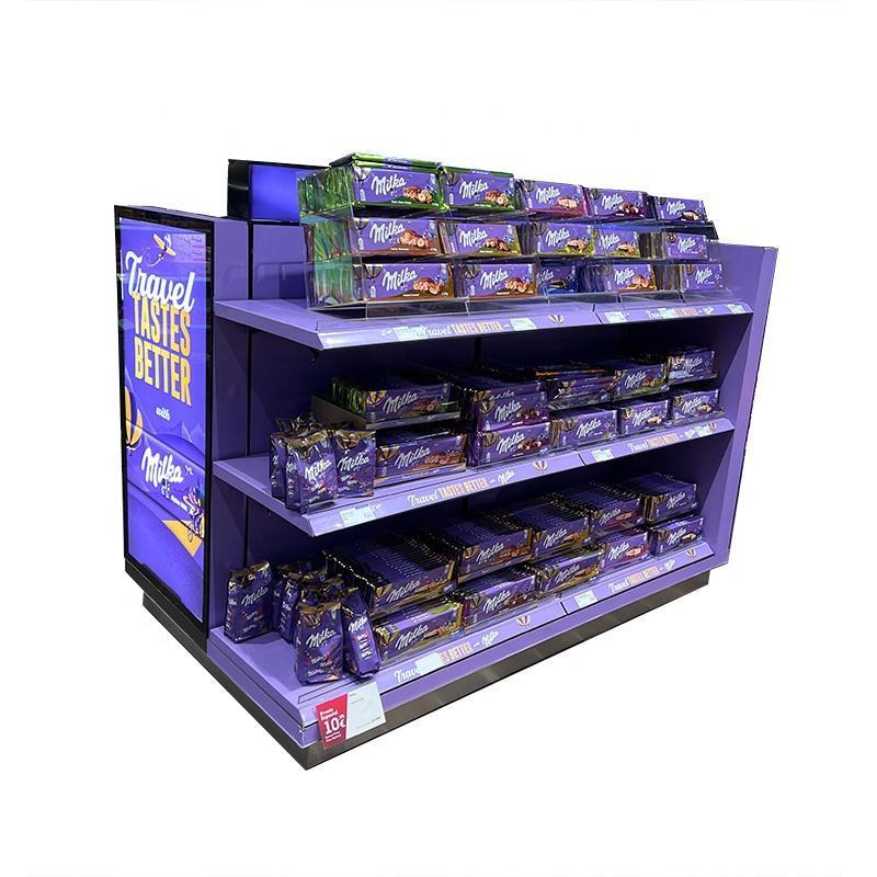 Factory customization Metal Supermarket Shelves Retail Store Rack Snack Food Chocolate Display Stand