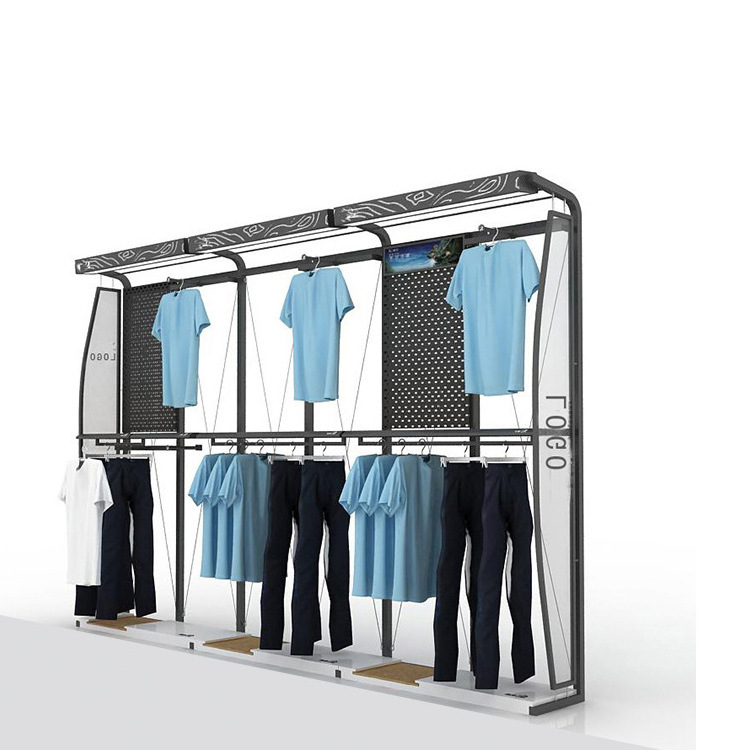 New Fashion Brand Store Clothing Rack Modern Metal Hanging Clothing Display Stand For Garment Retail Store