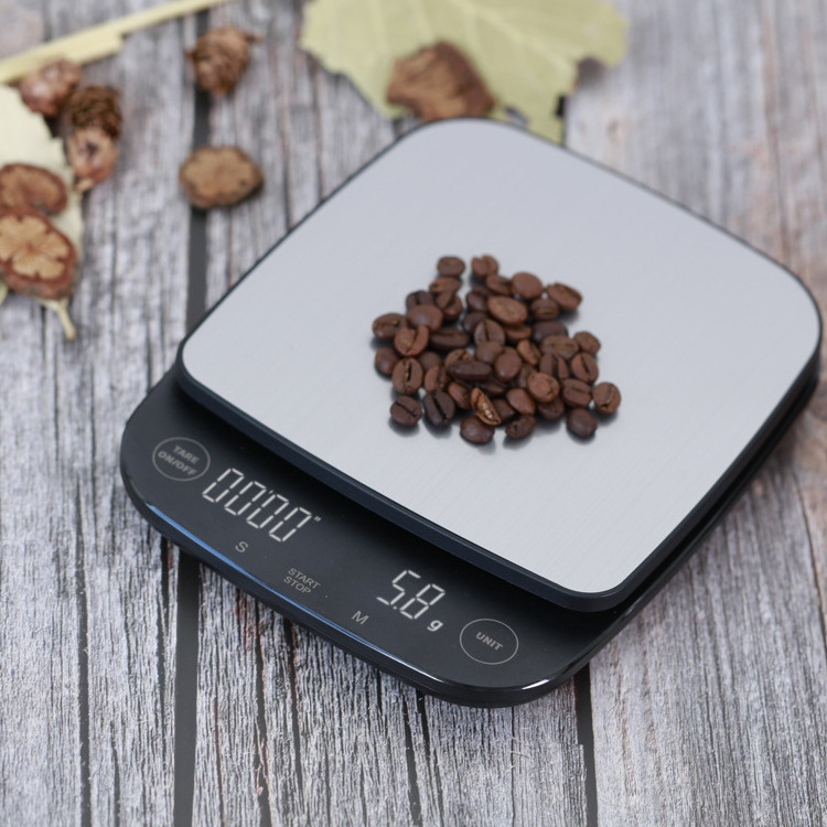 New design Digital 3kg kitchen weighing food Scale stainless steel coffee Scale with Countdown Timer