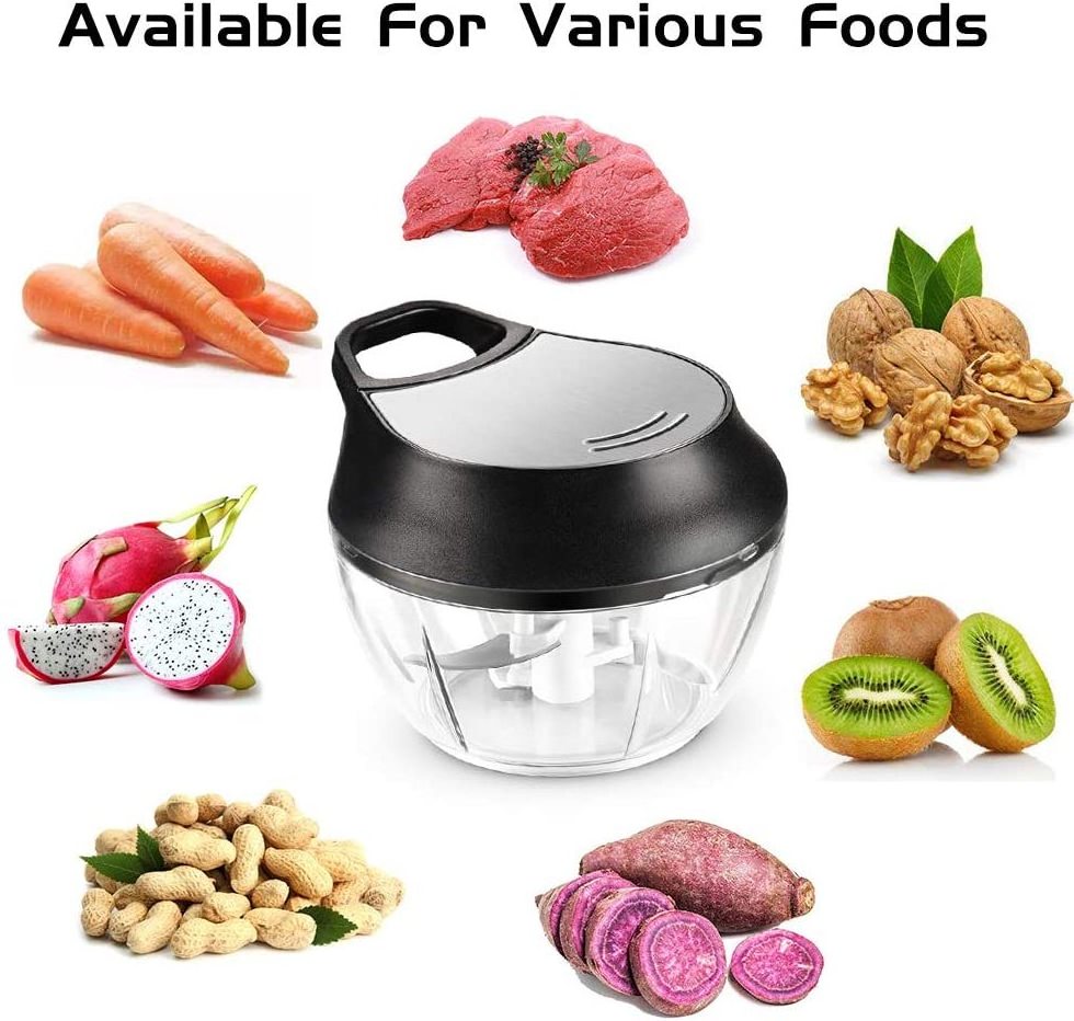 Manual Food Chopper, Hand Pull Food Processor Onion Chopper Food Slicer for Vegetables, Nuts & Fruits 500 ml