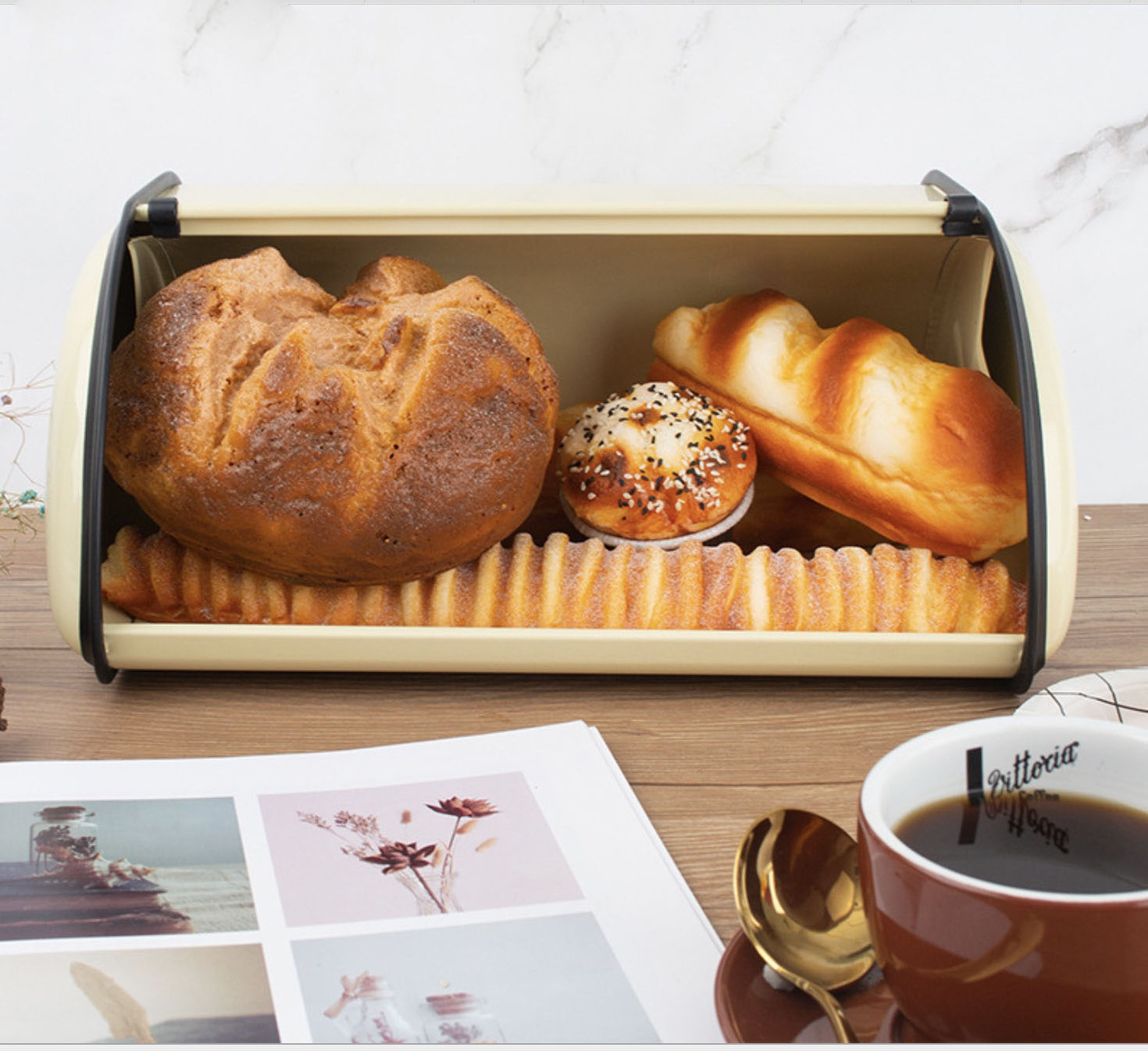 Bread Box, Kitchen Stainless Metal Extra Large Container for Storage Bin Countertop Keeper