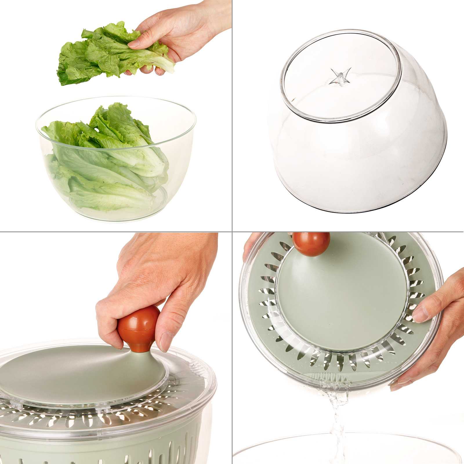 Salad Spinner plastic Large, Vegetable Washer with 4L Bowl, Lettuce Cleaner and Dryer