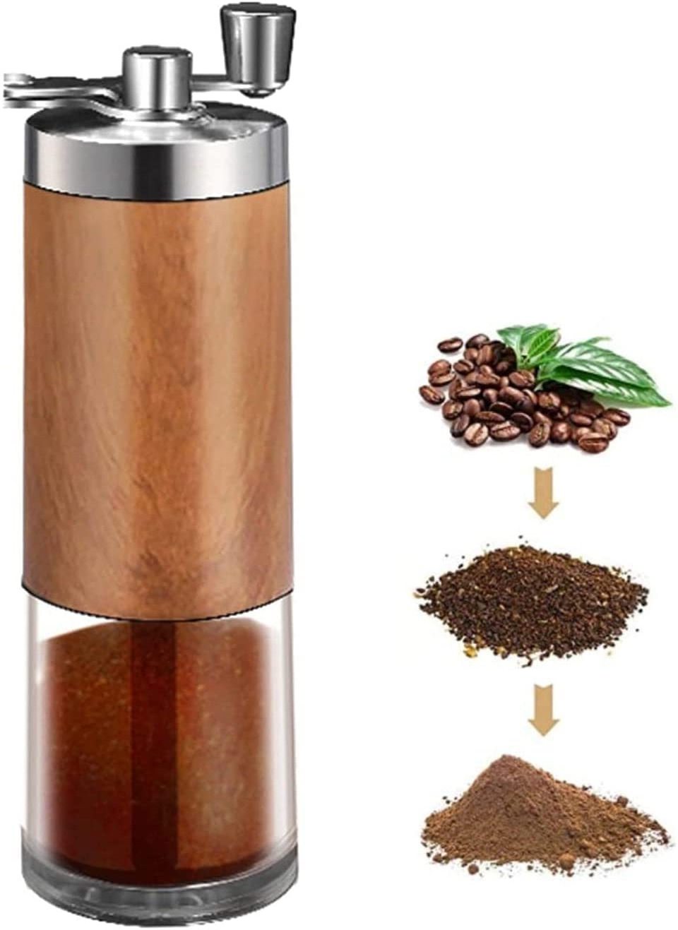 Upgrade Manual Coffee Grinder, Premium Coffee Bean Mill with Ceramic Burrs and Adjustable Coarseness