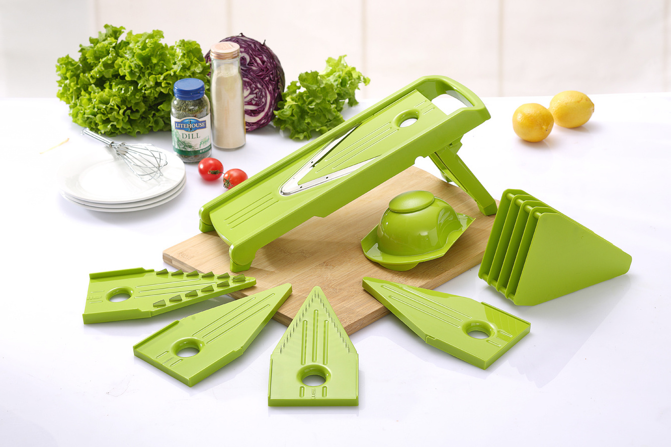 V Blade Mandoline Slicer Set 5 in 1, Kitchen Vegetable Fruit Julienne Slicer with Stainless Steel Blade