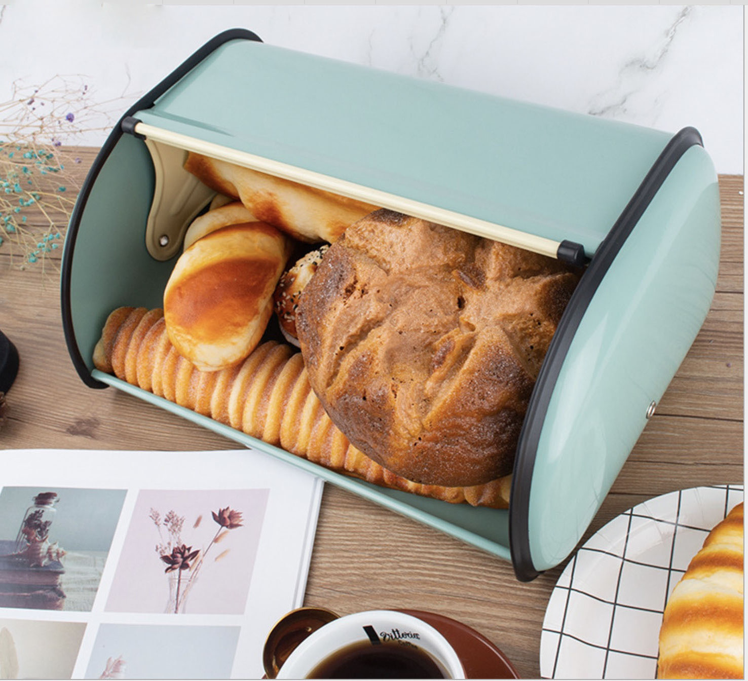 Bread Box, Kitchen Stainless Metal Extra Large Container for Storage Bin Countertop Keeper