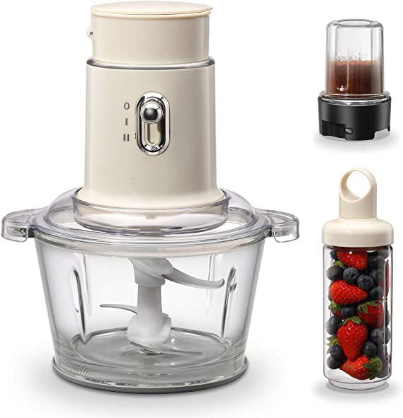 Food Processor Blender Combo, 3 in 1 Food Chopper Electric for Meat, Vegetables, Fruits, Coffee, 1.5L Glass Bowl with 2 Speeds