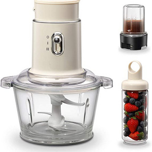 Food Processor Blender Combo, 3 in 1 Food Chopper Electric for Meat, Vegetables, Fruits, Coffee, 1.5L Glass Bowl with 2 Speeds