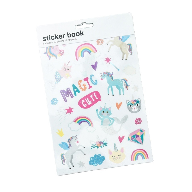 OEM reusable custom sticker book kids unicorn planner sticker book  Activity Cartoon Sticker collecting book