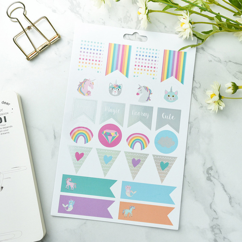 OEM reusable custom sticker book kids unicorn planner sticker book  Activity Cartoon Sticker collecting book