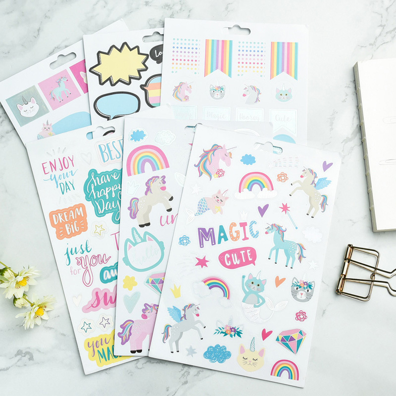 OEM reusable custom sticker book kids unicorn planner sticker book  Activity Cartoon Sticker collecting book