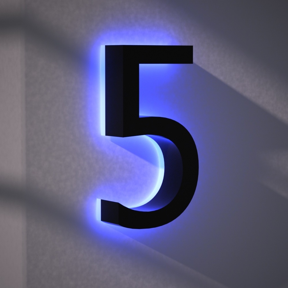 3D Stainless Steel Outdoor House Illuminated Led Channel Letters Backlit Residential Numbers