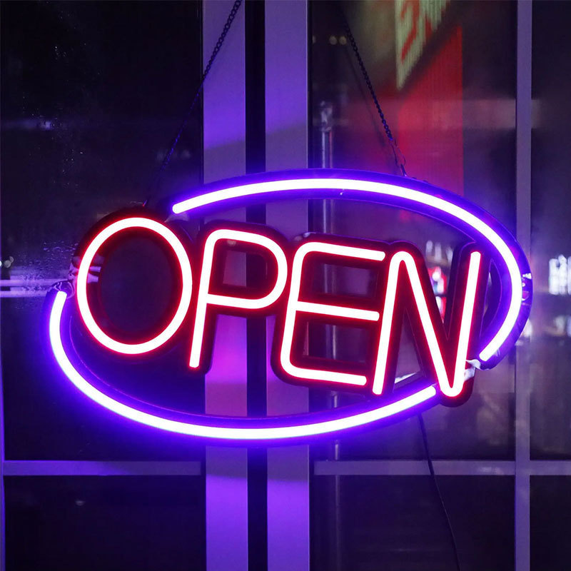 China Best Selling Product Outdoor Neon Sign Beer Lighting 24 Hours Open Led Neon Sign Lights For Business Shop