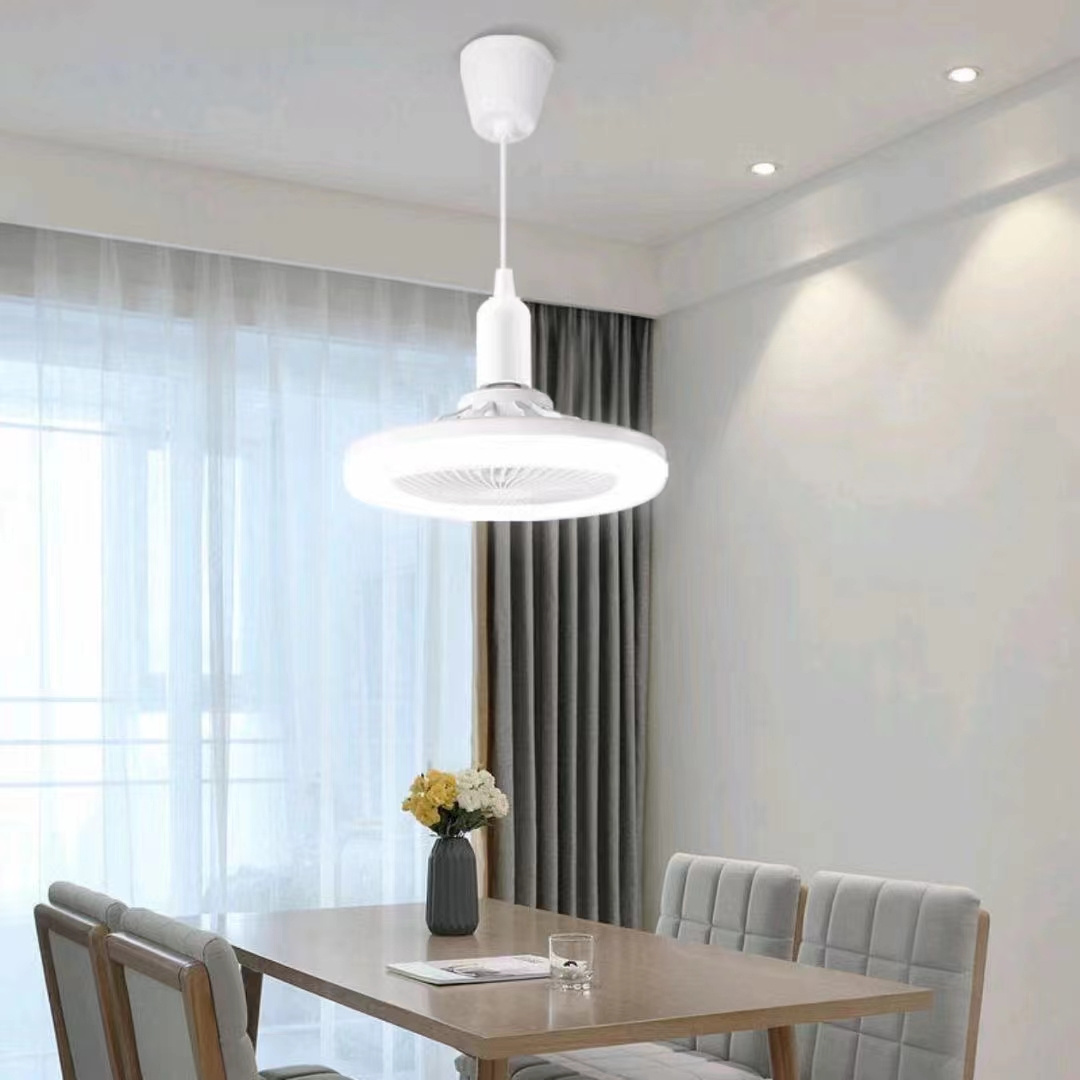 Bedroom Kitchen Mini Dimmable 3 Wind Speeds Remote Control Base Enclosed E27 Led Bulb Socket Fan Ceiling Fan With Light