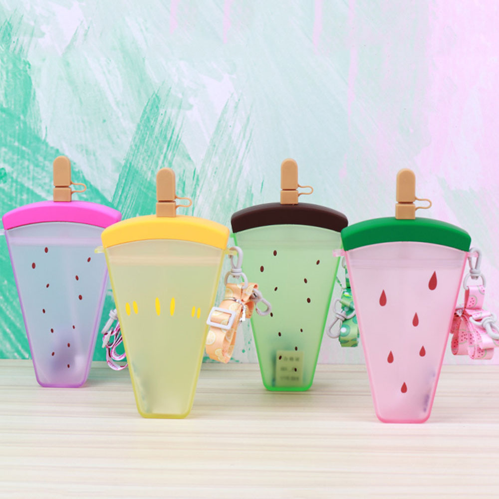 Hot Sale Creative Design Cute Ice Cream Fruit Popsicle Cup, Kids Drop-proof Cup With Straw and Strap