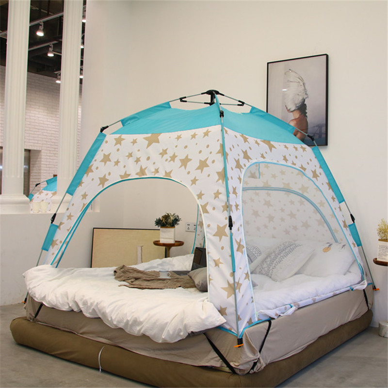 Indoor House Automatic Tent Mosquito Net Bed Privacy Room Tent for 2 Person Double Layers Fiberglass Pole Four-season Tent