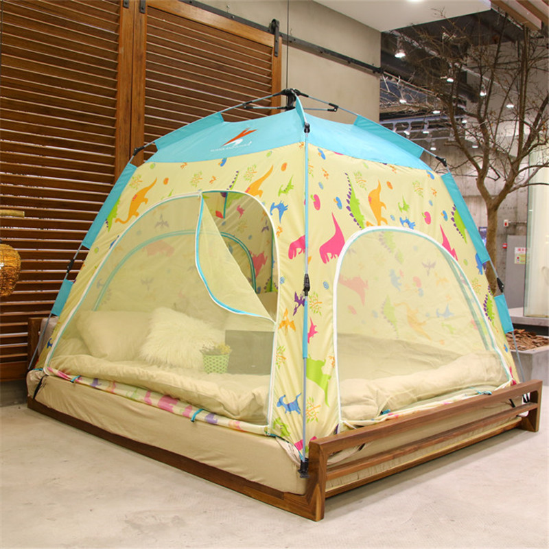 Indoor House Automatic Tent Mosquito Net Bed Privacy Room Tent for 2 Person Double Layers Fiberglass Pole Four-season Tent