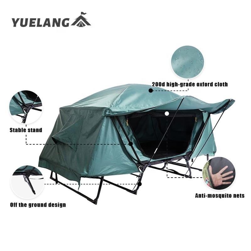 CT25 2 man outdoor camping sleeping bed tent cot  double layer automatic smart tent waterproof  off ground tent