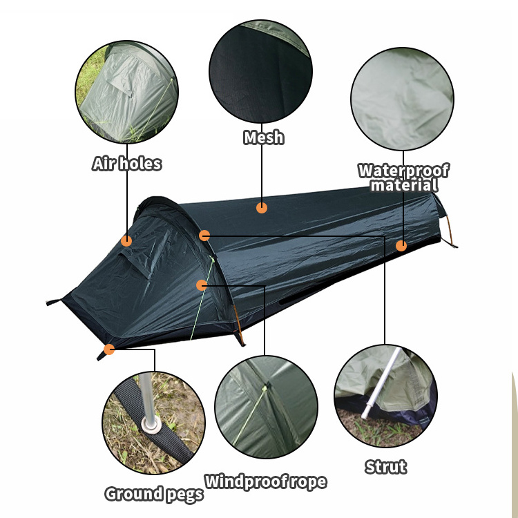 Outdoor Mosquito net sleeping bag 1 person tent  Ultralight bivvy tent Single Layer Camping Tent For Backpacking Hiking