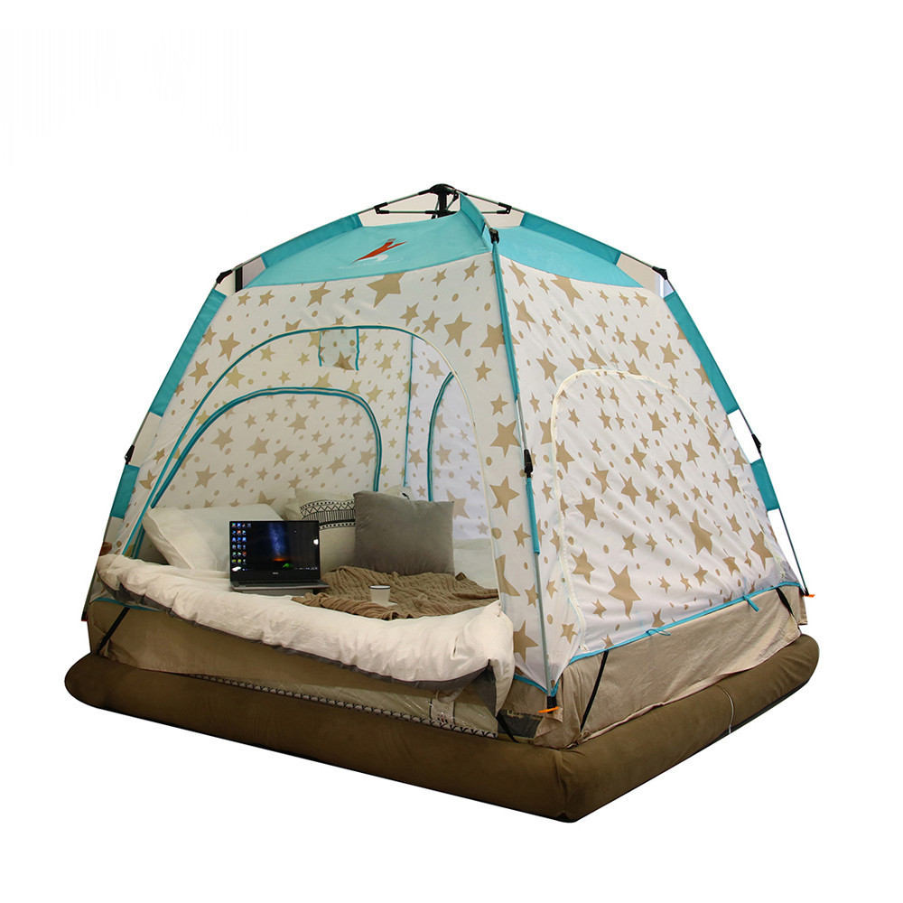 Indoor House Automatic Tent Mosquito Net Bed Privacy Room Tent for 2 Person Double Layers Fiberglass Pole Four-season Tent