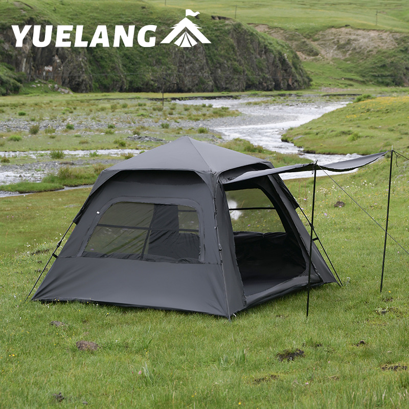 Outdoor camping lattice window tent mosquito - proof rain - proof sun - proof automatic portable tent with canopy