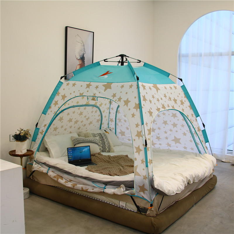 Indoor House Automatic Tent Mosquito Net Bed Privacy Room Tent for 2 Person Double Layers Fiberglass Pole Four-season Tent