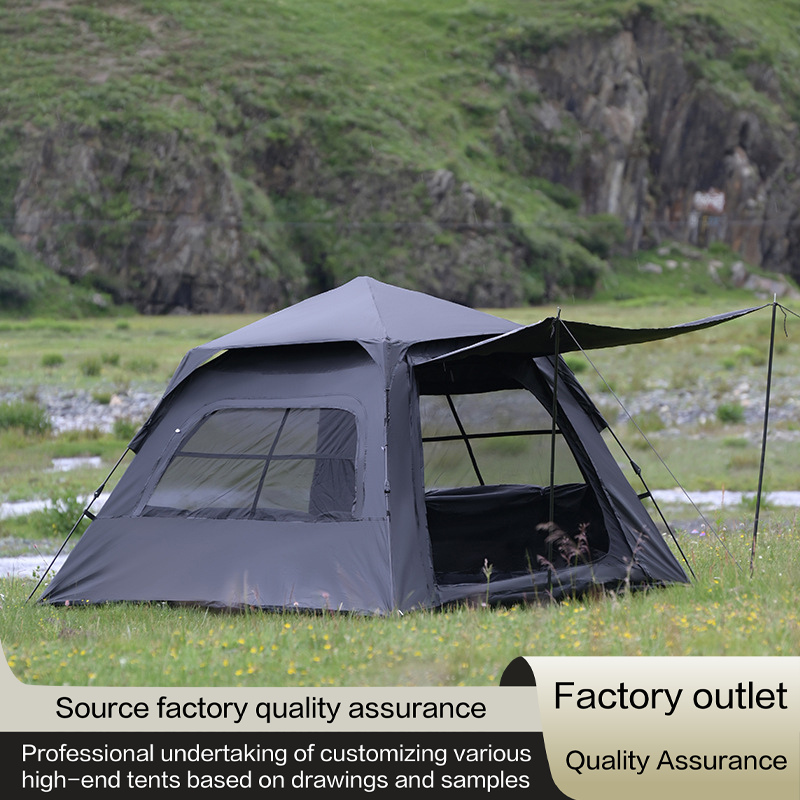 Outdoor camping lattice window tent mosquito - proof rain - proof sun - proof automatic portable tent with canopy