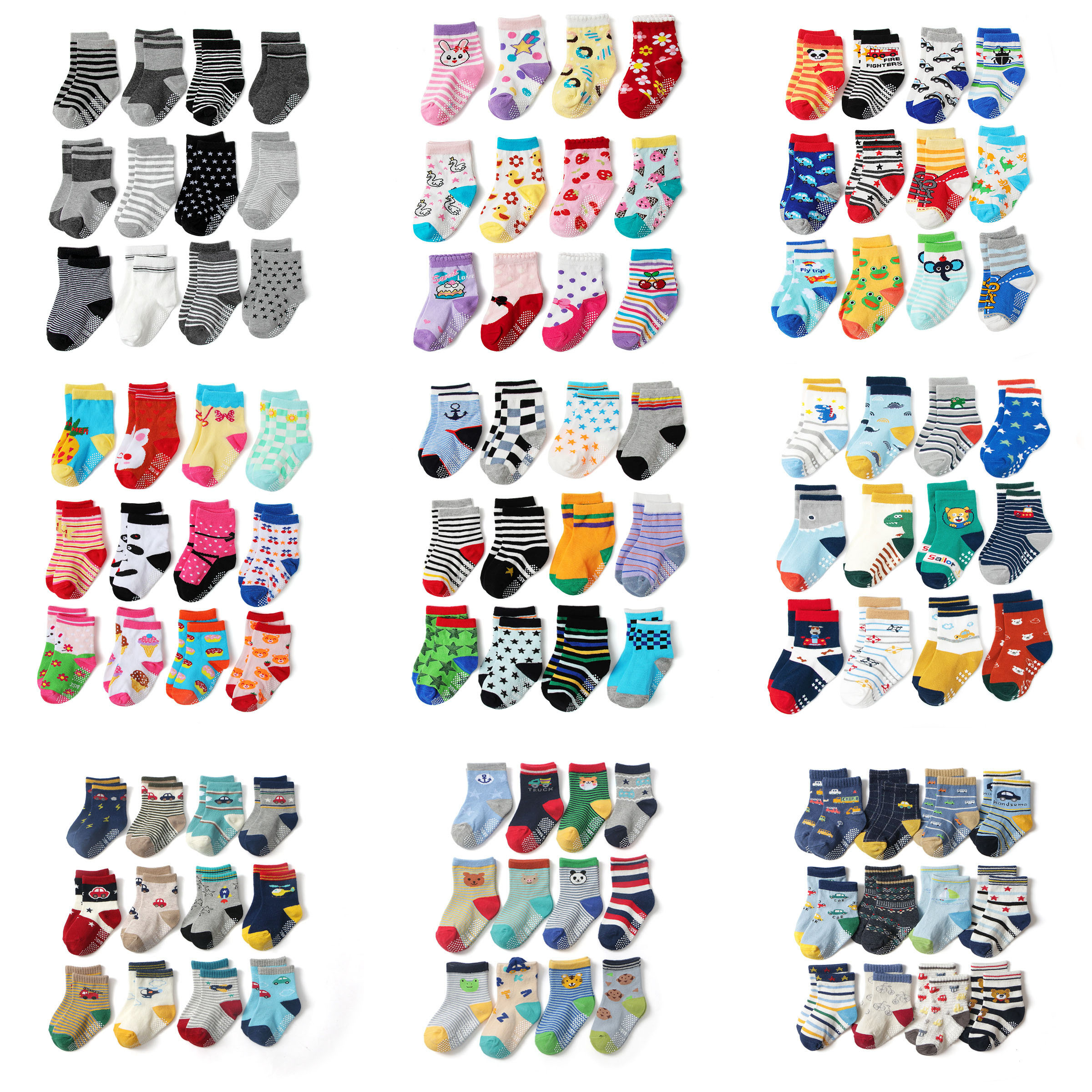 YL wholesale organic cotton eco friendly cartoon animal new born anti slip baby kids socks (old)