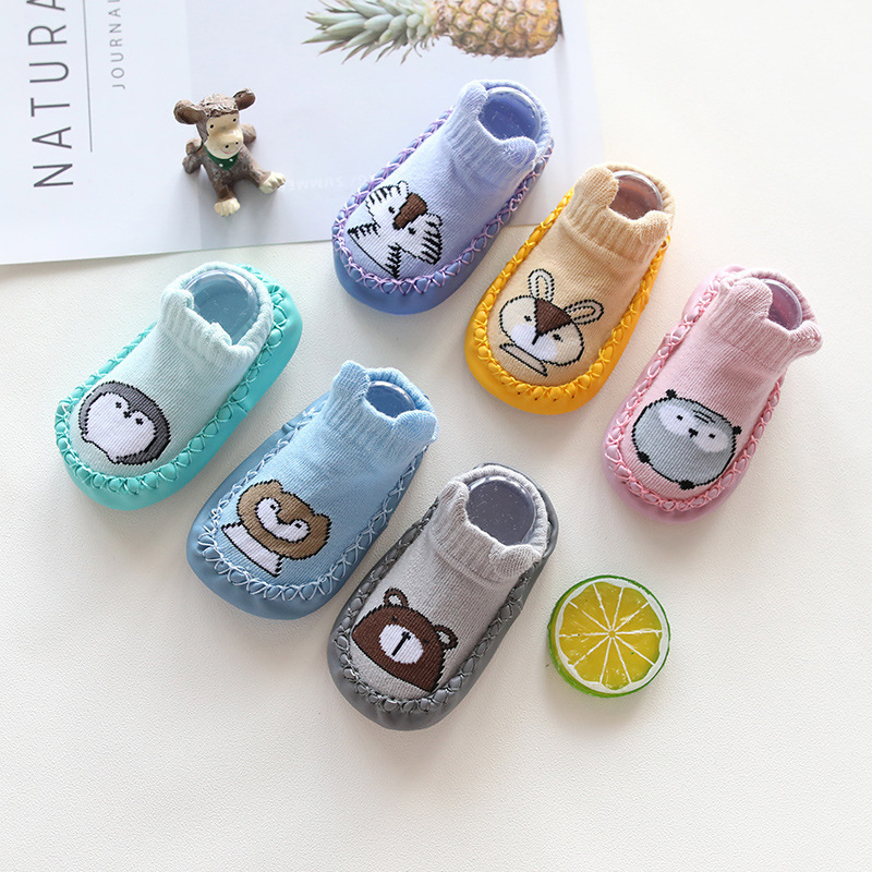 New animal slipper socks with rubber sole for baby sock