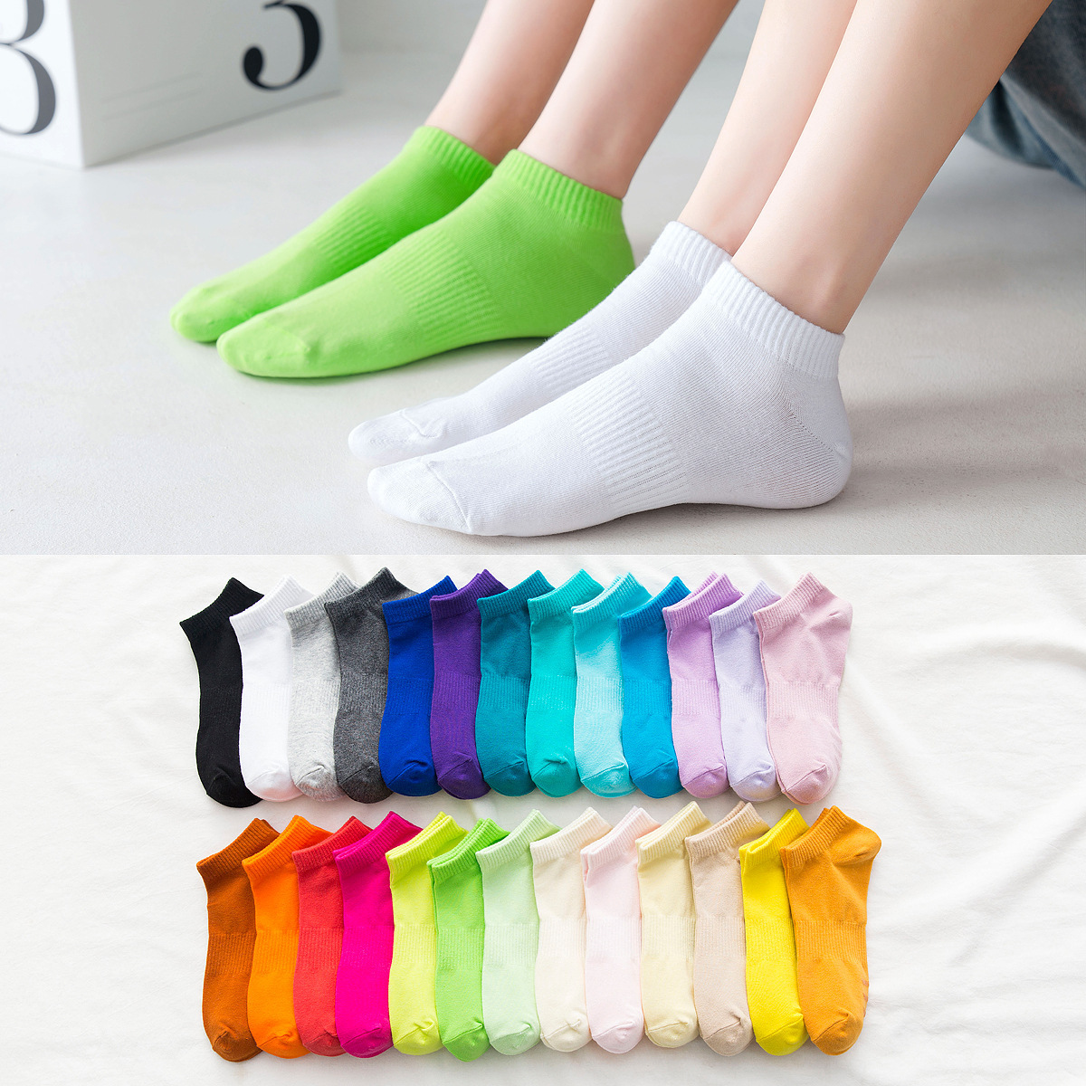 YL Wholesale women solid socks cotton crew custom logo midi long tube calcetines fashion slouch socks for ladies girls