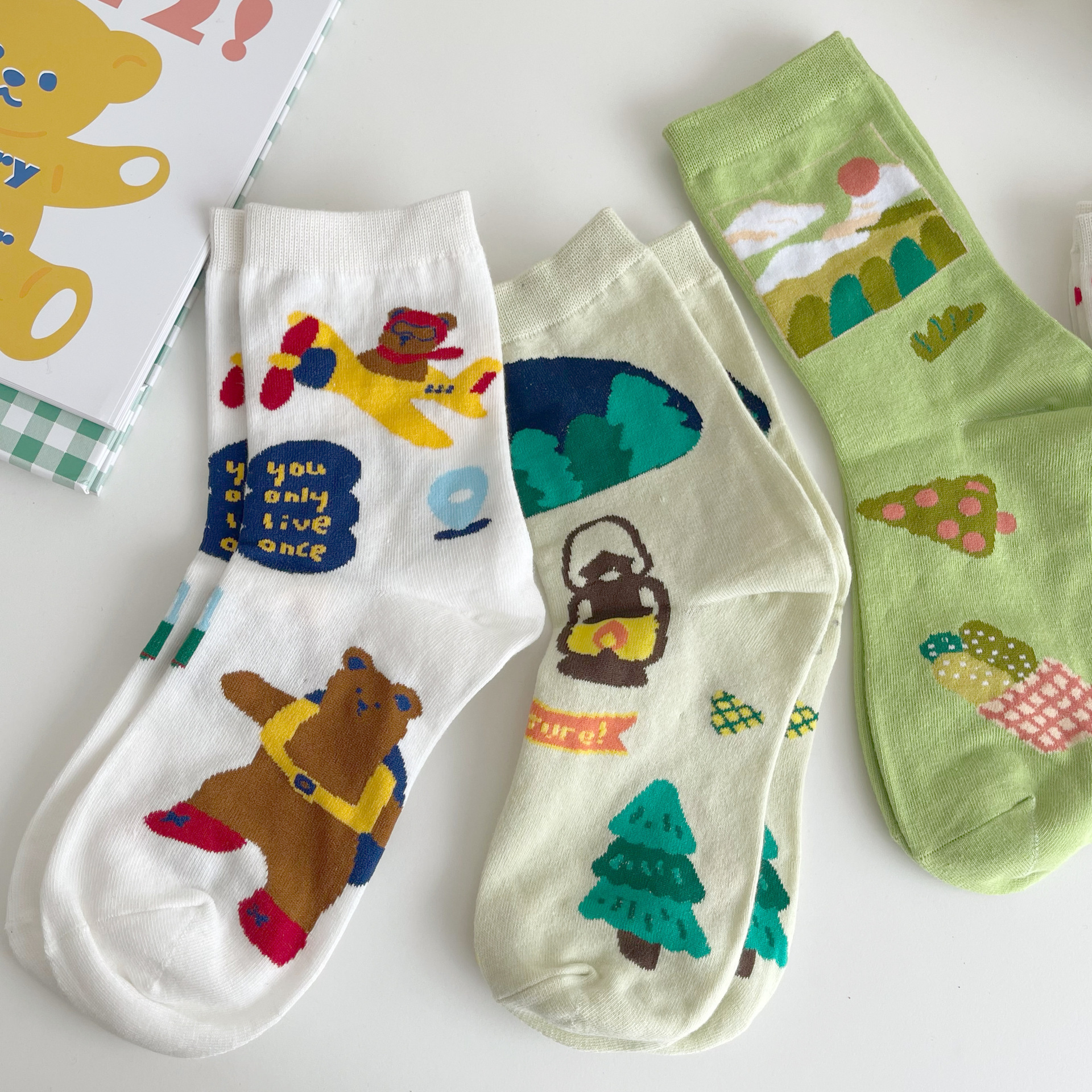 YUELI Girl cute cartoon childlike tube socks Japanese girl stockings