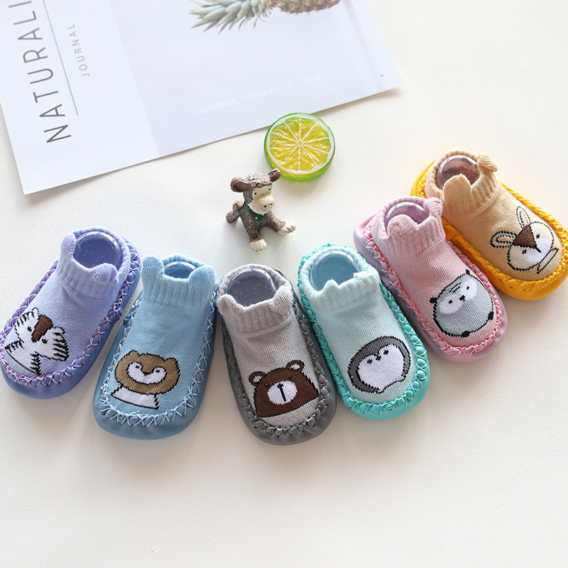 New animal slipper socks with rubber sole for baby sock