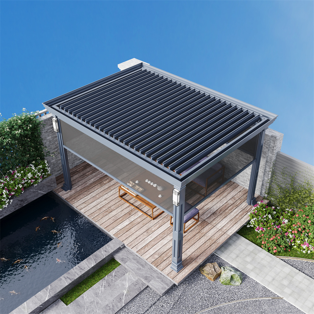 Pergolas Opening Louver Pergola Louvered Roof Gazebo for Balcony Motorised Aluminium Aluminum Custom Made Powder Coated