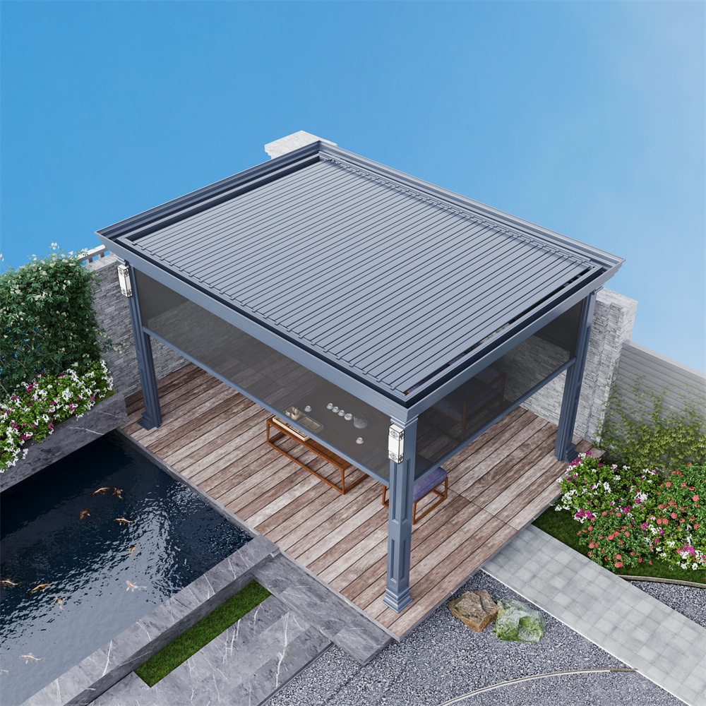 Pergolas Opening Louver Pergola Louvered Roof Gazebo for Balcony Motorised Aluminium Aluminum Custom Made Powder Coated