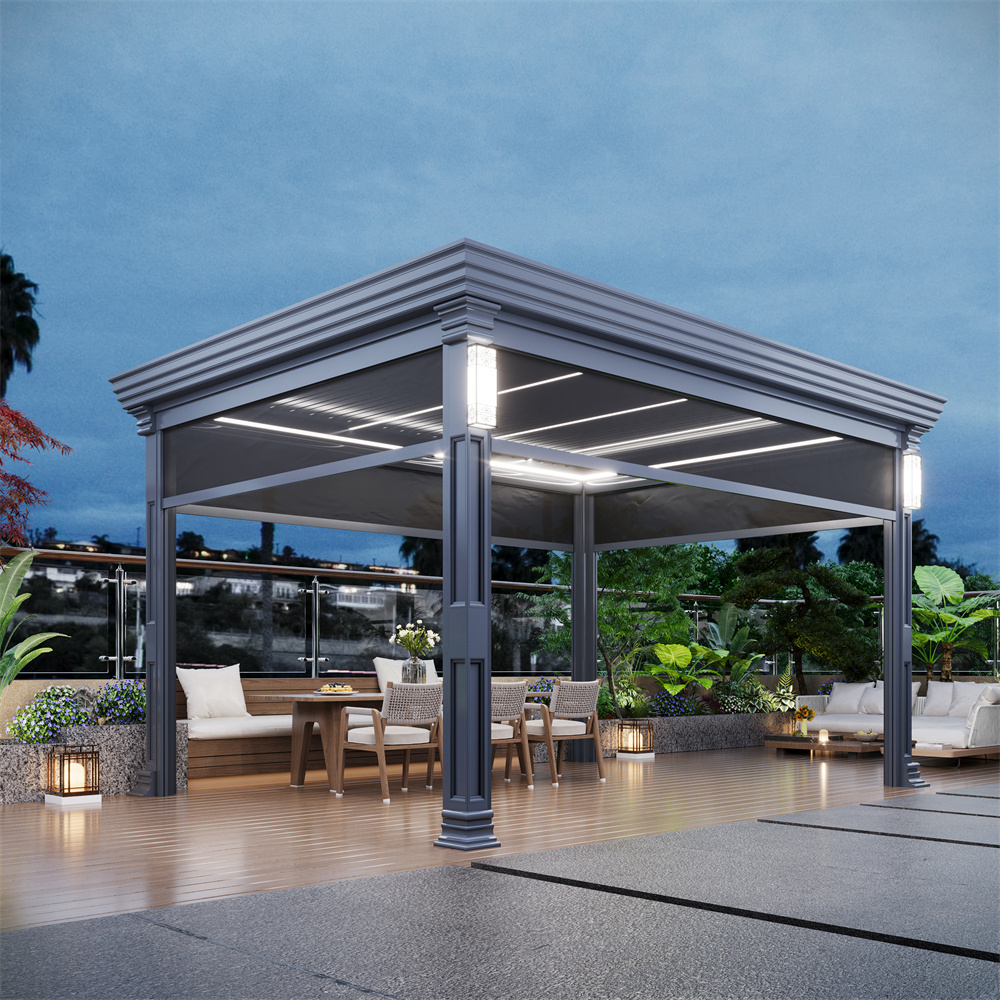 Pergolas Opening Louver Pergola Louvered Roof Gazebo for Balcony Motorised Aluminium Aluminum Custom Made Powder Coated