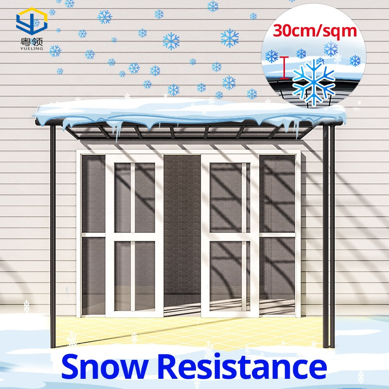 Metal Aluminum Awnings Canopy Polycarbonate Patio Roof Cover for Balcony Factory UV Resistance Waterproof Pergola 4 X 3 Manual