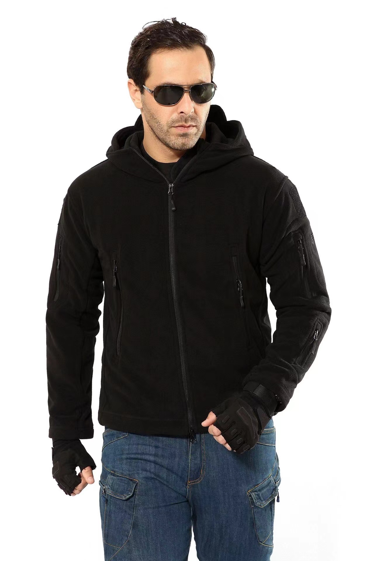 Men's Hoodie Sweatshirt Winter Full Zip Warm Jacket Windproof Work Casual Coat