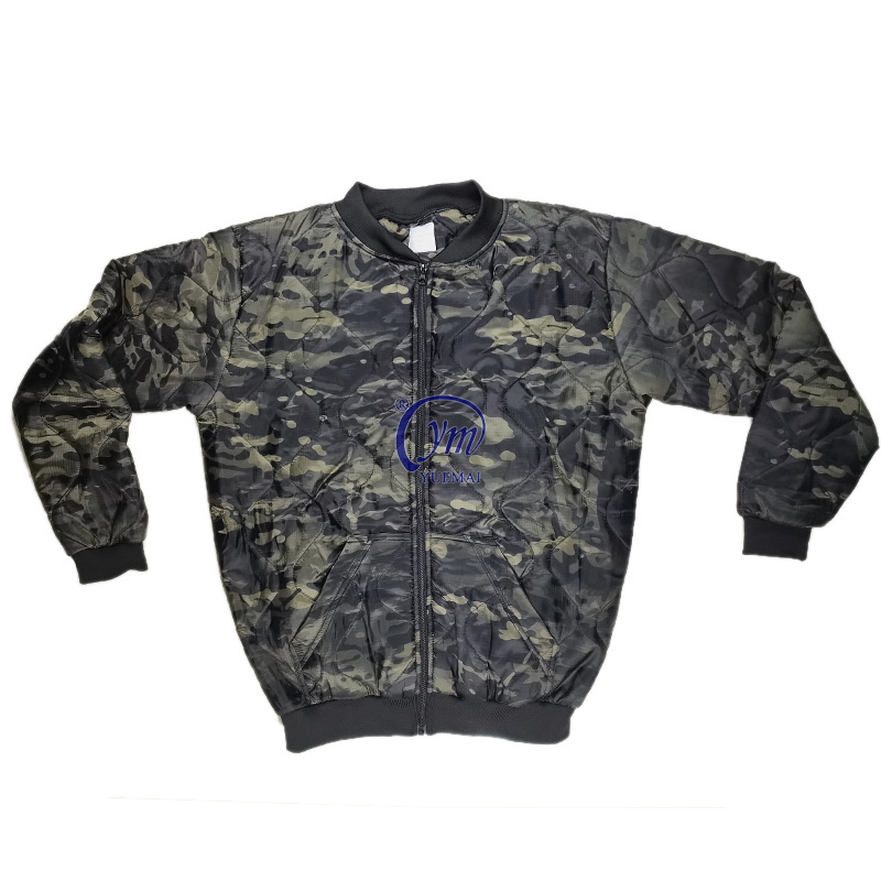 Mens Quilted Lightweight Full Zip Waterproof Tactical Camouflage Warm Hunting Ribbed Neckline Poncho Liner Woobie Jacket